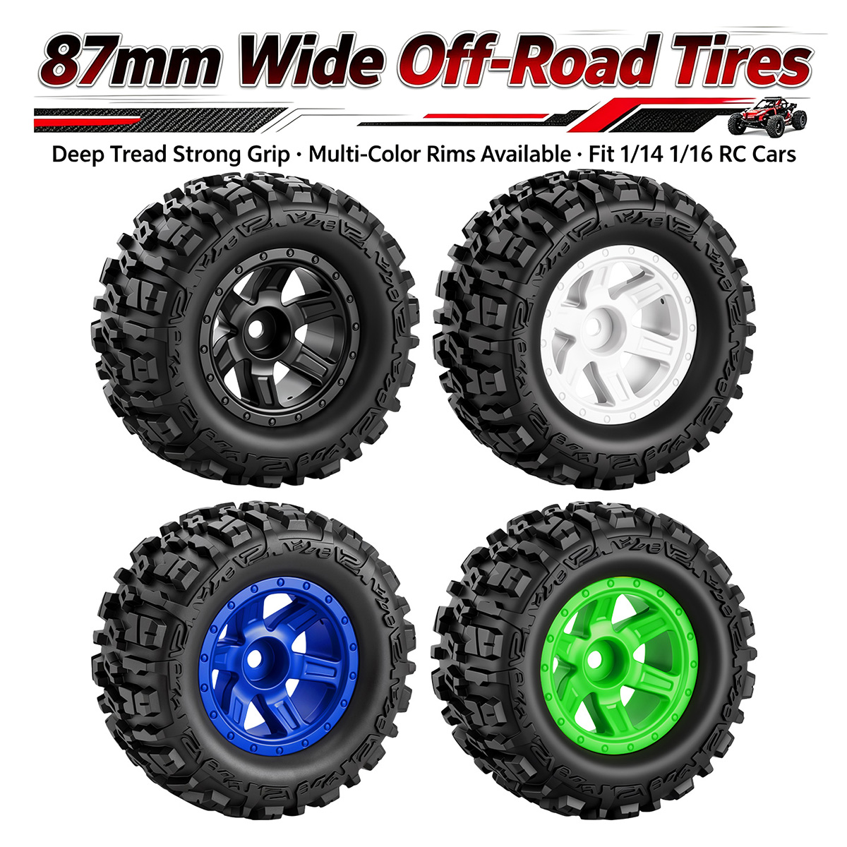 Rc Truck Monster - 4 Pneus Off-Road RC de 87mm