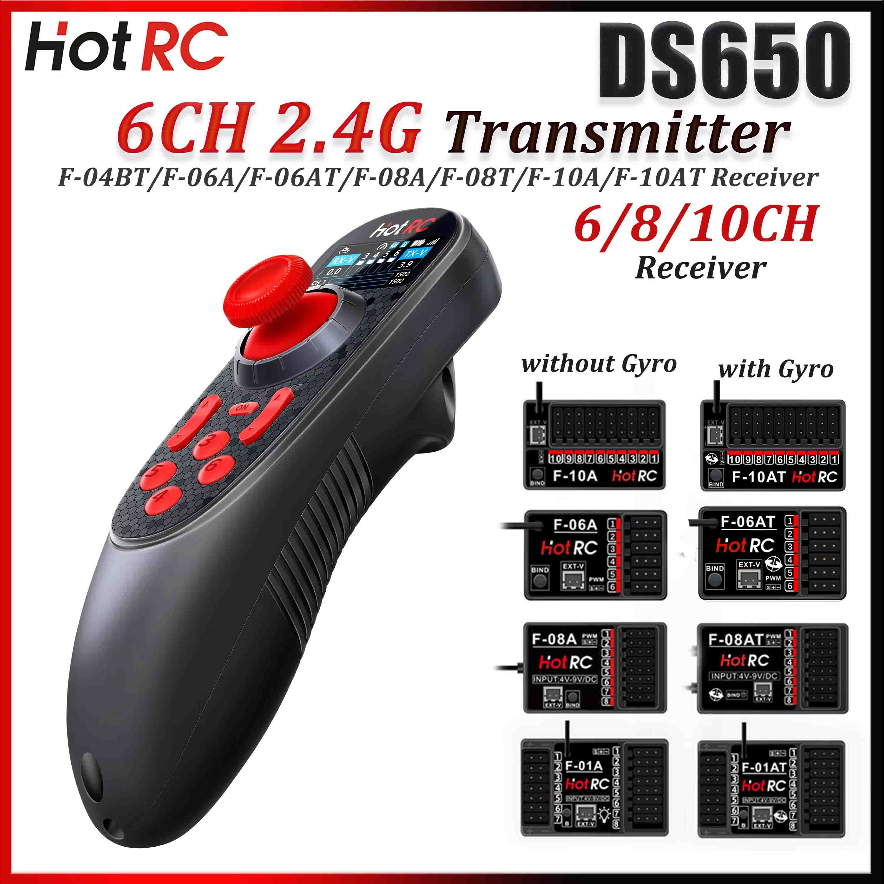 Radio Transmitter 6Ch - Transmissor HOTRC DS650 6CH 2.4G com