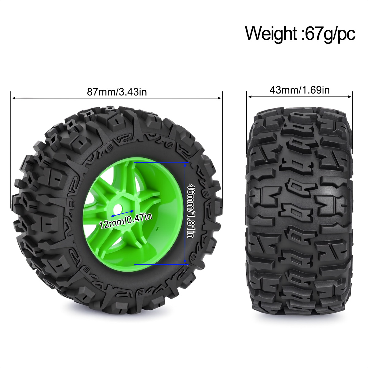 4 Pneus Off-Road RC de 87mm co - Rc Truck Monster avaliação e preço